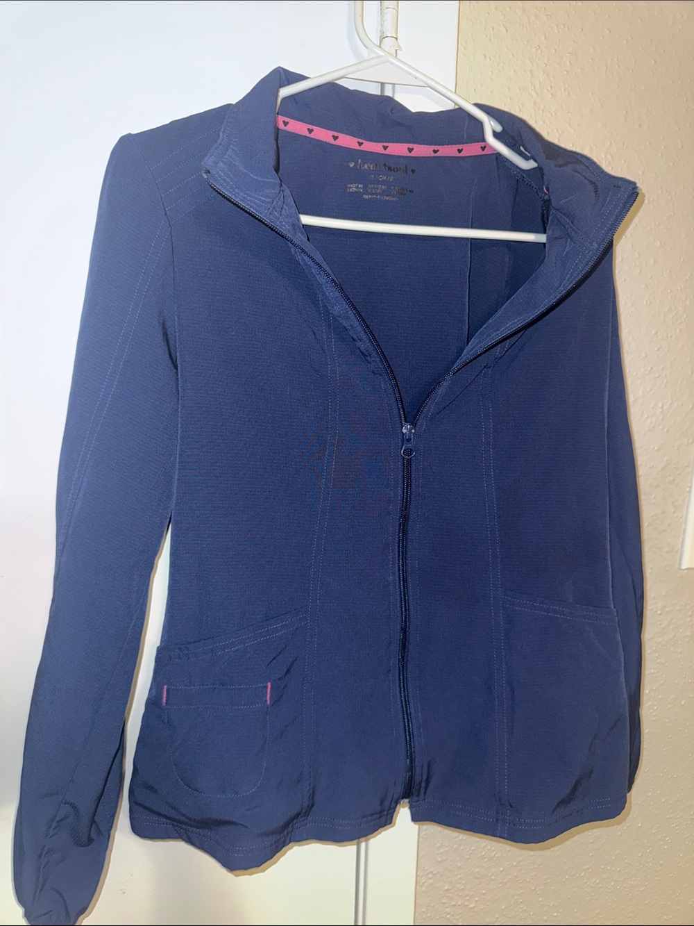 HeartSoul Navy Zip Utility Jacket with Pink Trim